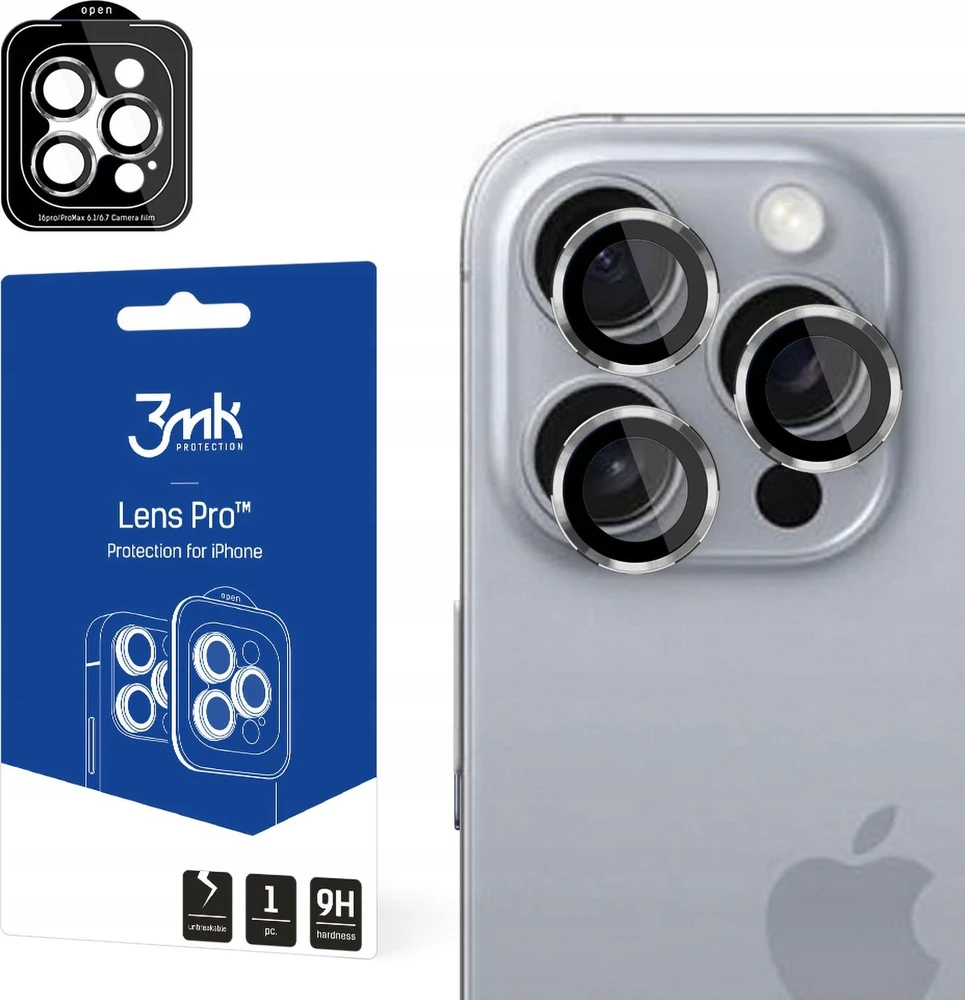 3MK Lens Protection Pro skirta Apple iPhone 16 Pro / 16 Pro Max Titanium Sidabrinis