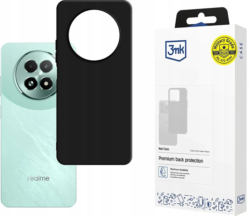 3mk matinis dėklas, skirtas Realme 13 5G – juodas