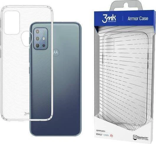 3MK visiškai saugus kintamoji srovė Motorola Moto G20 5GArmor dėklas, skaidrus