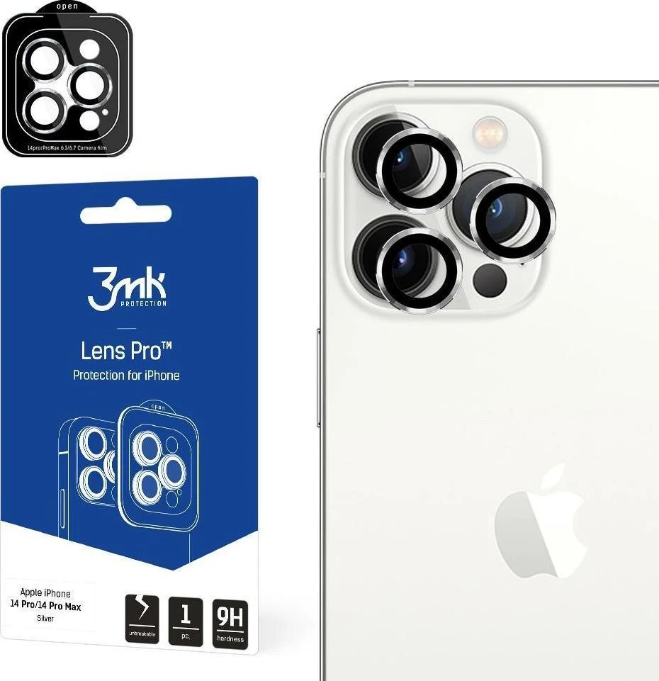 Apsauginis stikliukas kamerai 3mk Lens Pro Apple iPhone 14 Pro/14 Pro Max sidabrinis