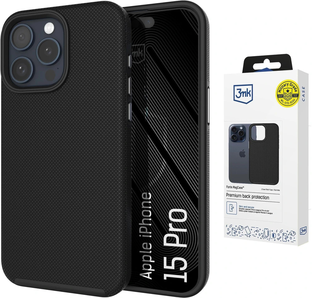 Dėklas 3Mk apsauga 3mk Fortis MagCase iPhone 15 Pro - Juodas