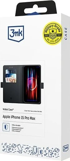 3mk Wallet Apple iPhone 15 Pro Max - dėklas telefonui juodos spalvos