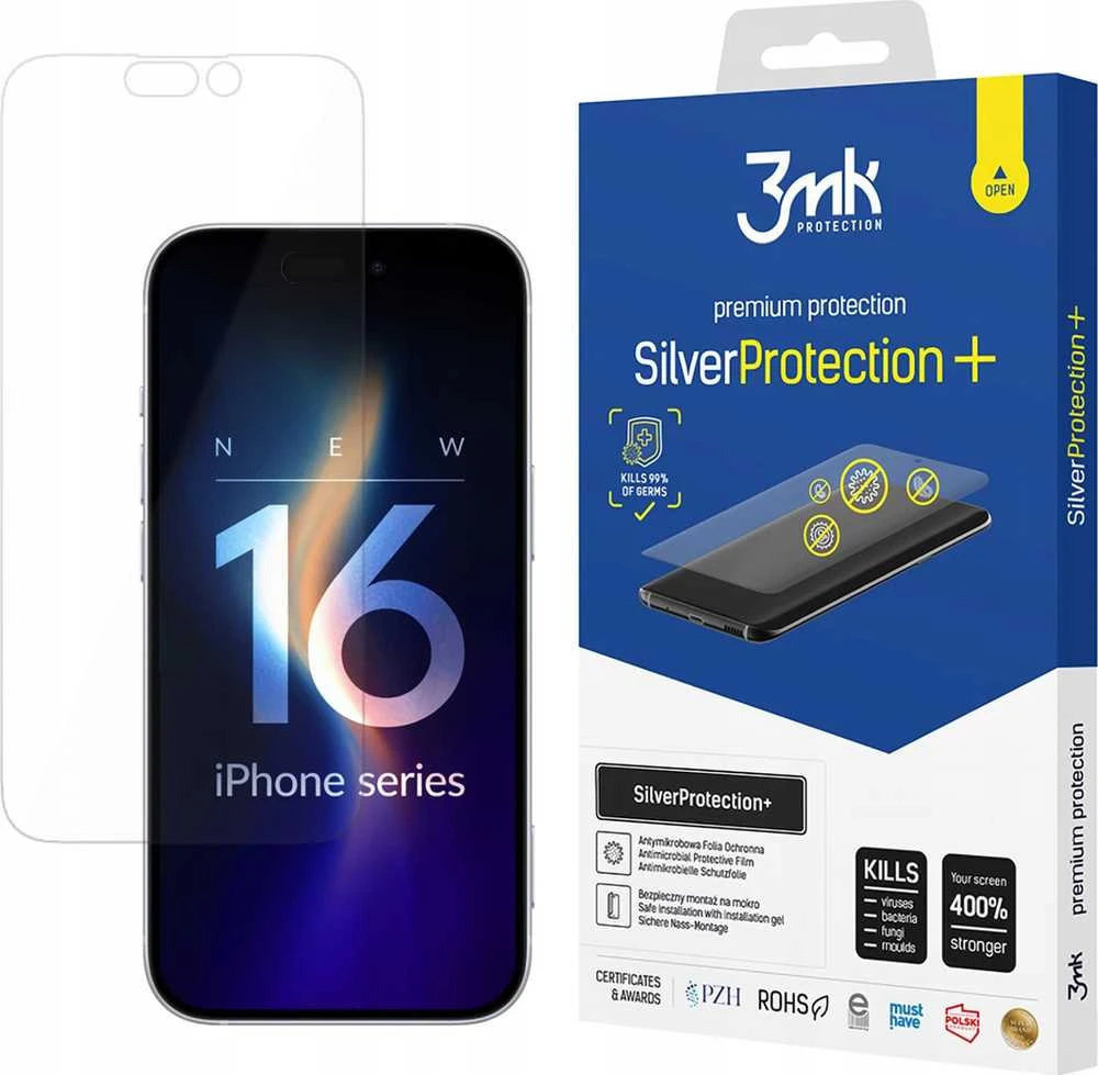 LCD apsauginė plėvelė 3mk Sidabrinis Protection+ Apple iPhone 16