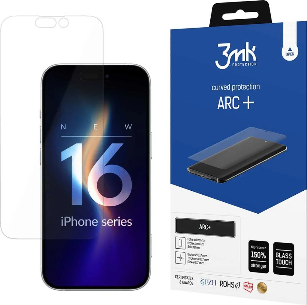 3MK plėvelė ARC+ Apple iPhone 16 Plus 6.7″ plėvelė Fullscreen