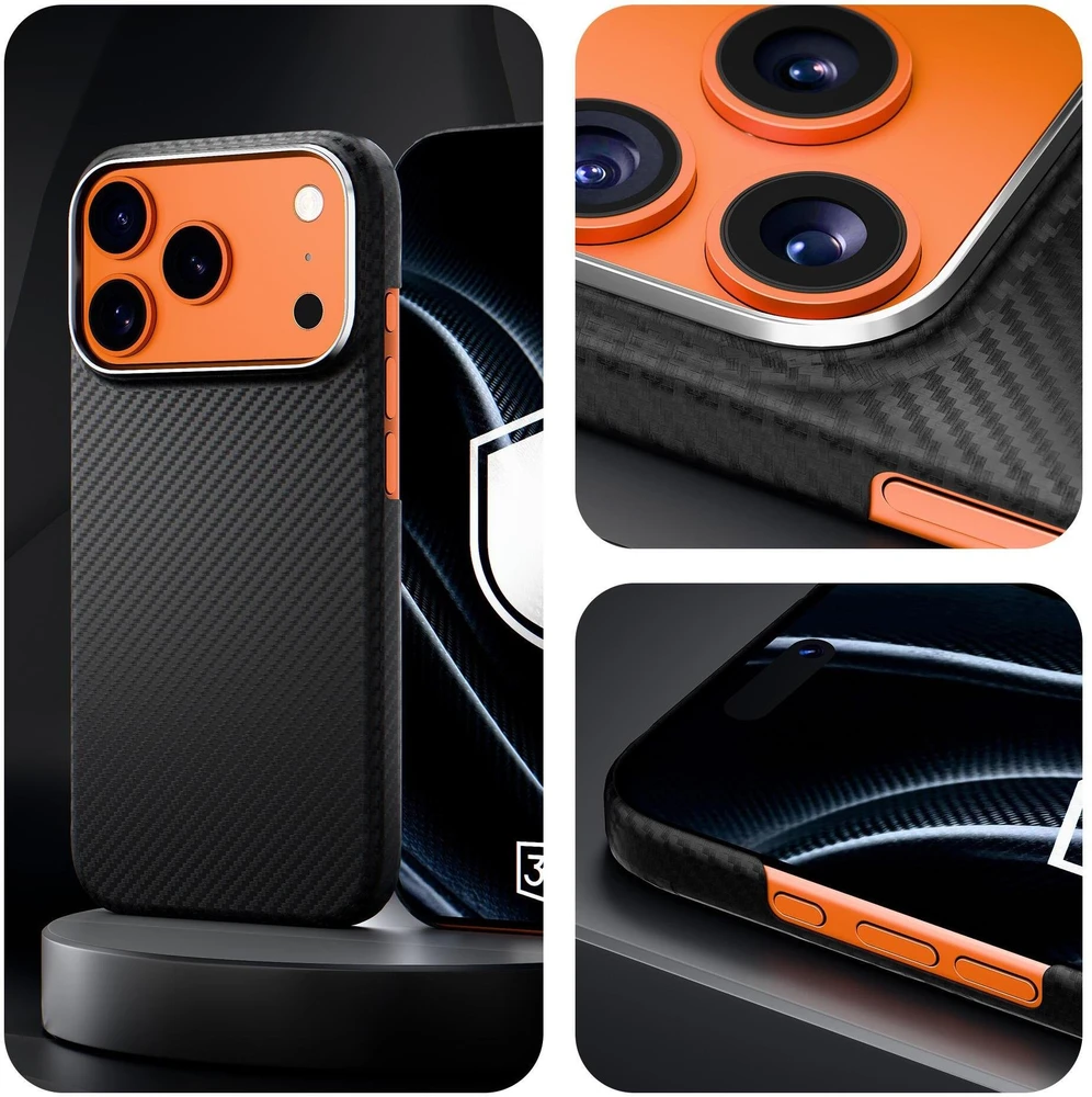 Dėklas 3mk Hardy Aramid MagCase do Apple iPhone 17 Pro/ 18 Pro juoda