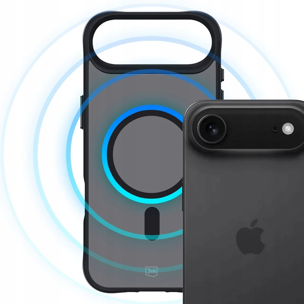 Dėklas „3Mk“ apsauginis 3 mk dūminis „MagCase“, skirtas „iPhone 17 Air“ – juodas pusiau permatomas