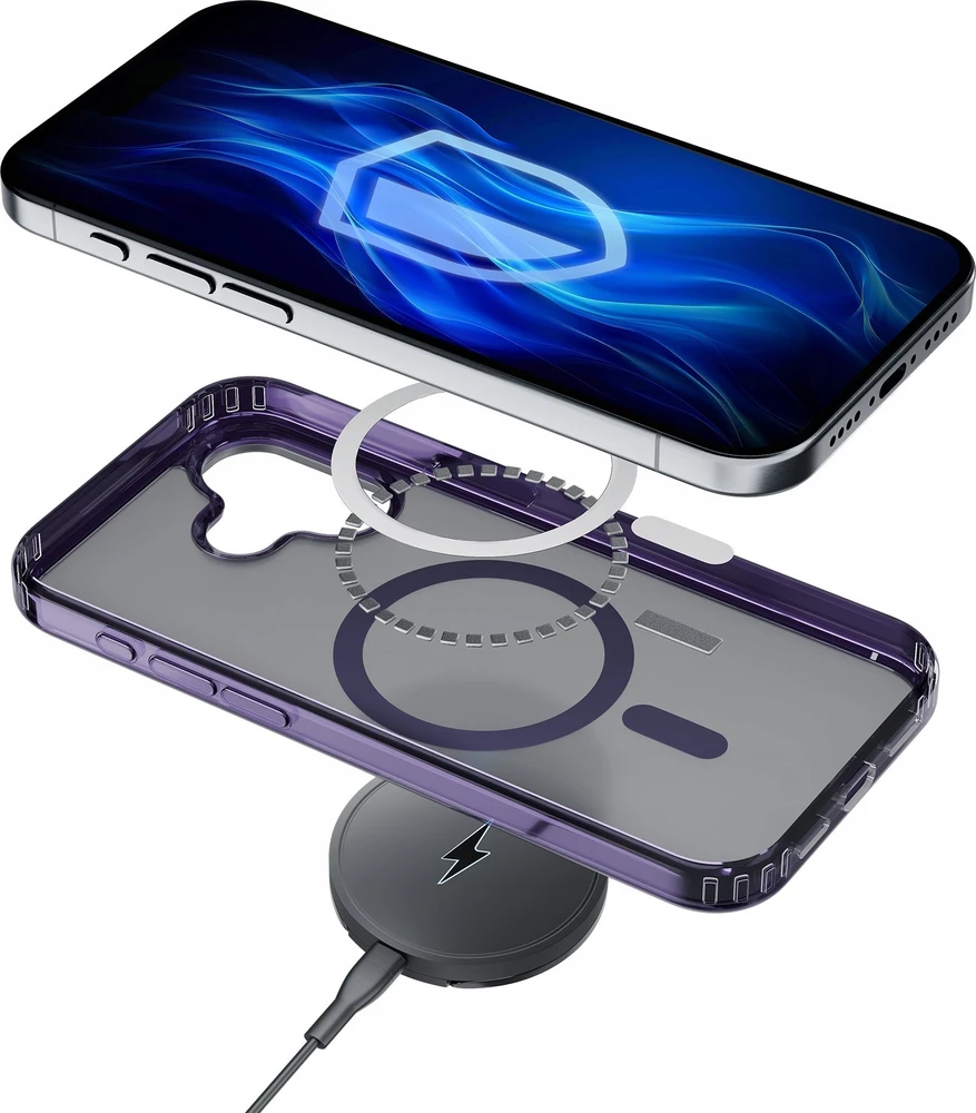 3MK Frosty MagDėklas Apple iPhone 16 violetinės spalvos