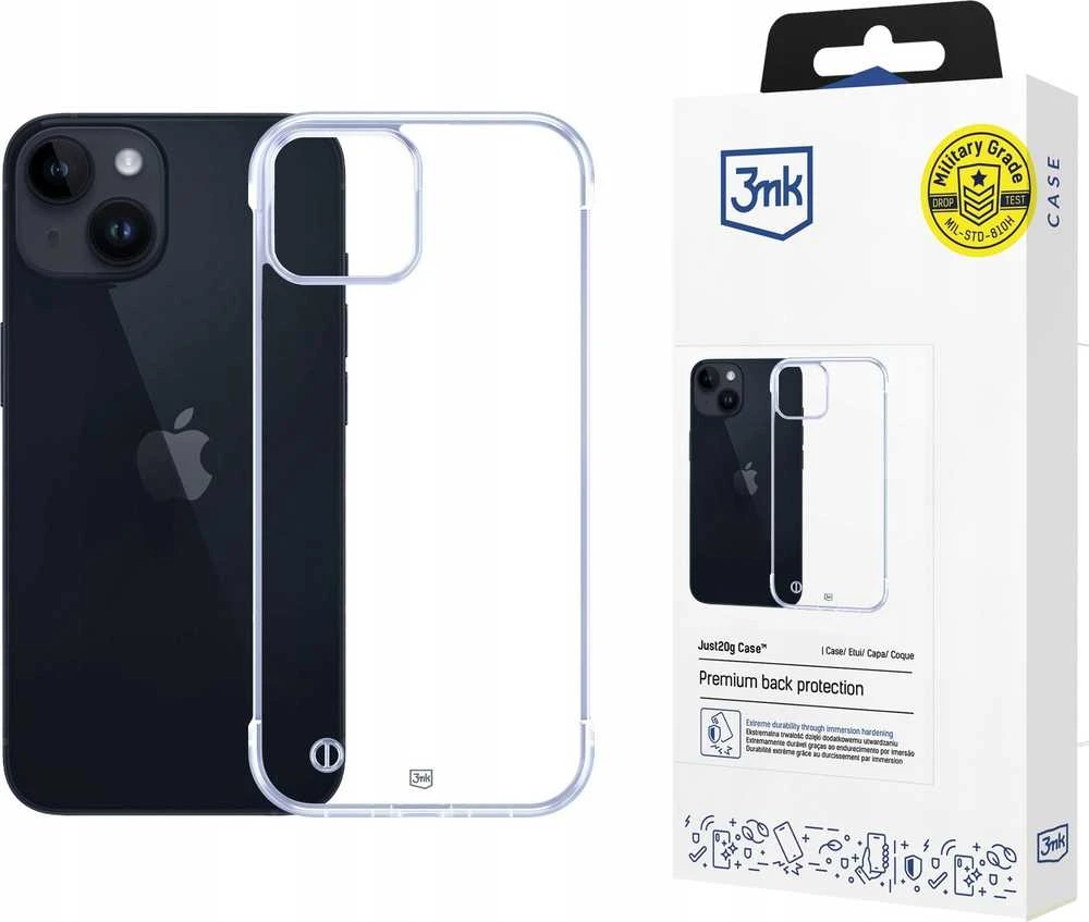„Dėklas 3MK Just20g Clear Case“, skirtas „iPhone 15“.