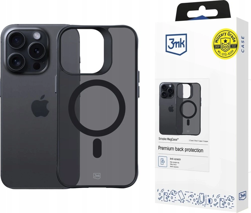 3MK Smoke Mag dėklas iPhone 15 Pro 6,1 col.