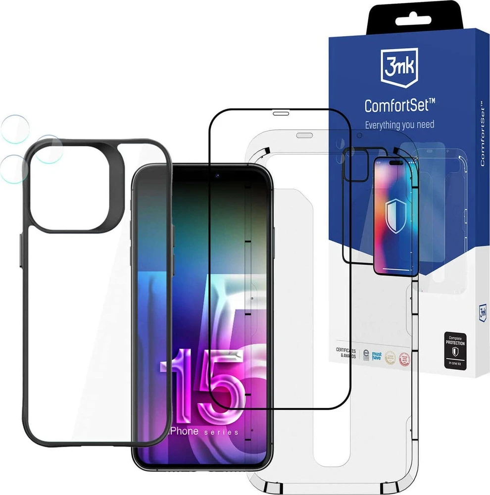 Dėklas Apple iPhone 15 Pro Max – 3mk komforto rinkinys 4 viename