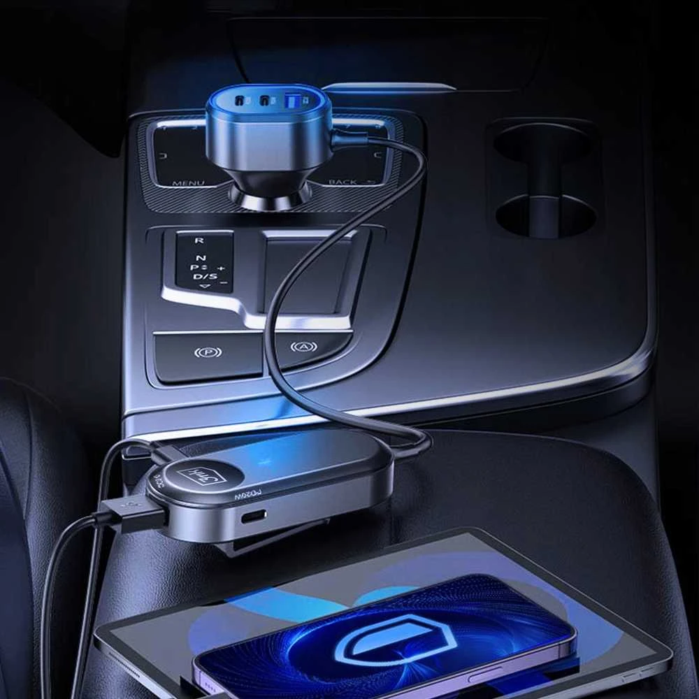 3Mk apsaugos priedai - 3mk dvigubas automobilinis įkroviklis 135W PD QC PPS USB 2A4C Juodas/Pilkas