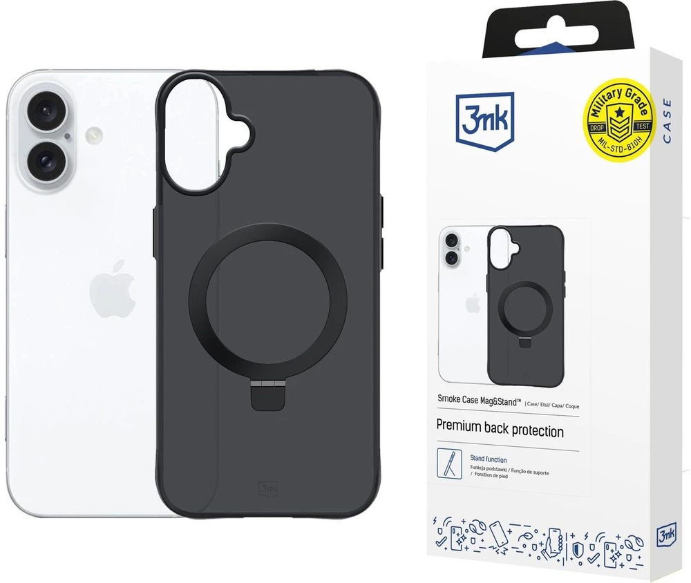 3Mk apsaugos 3mk dūminis dėklas su magnetu ir stovu iPhone 17 - juodas