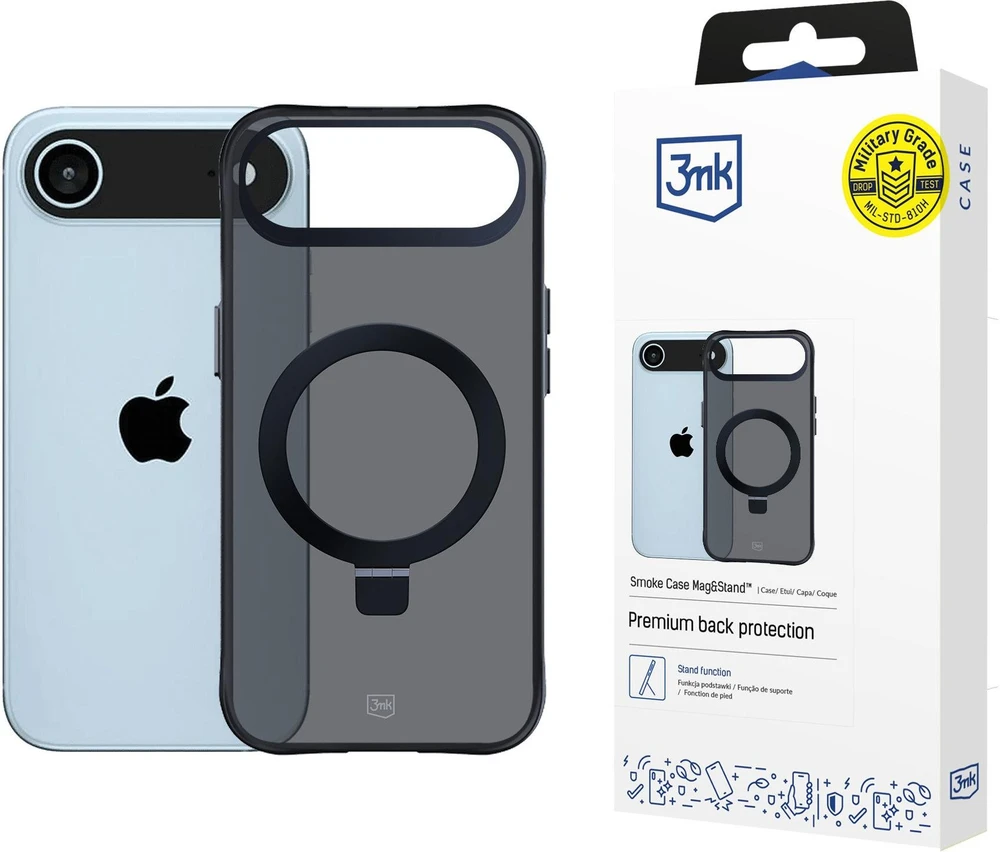 3Mk apsauga 3mk dūminis dėklas su magnetu ir stovu iPhone Air - Juodas