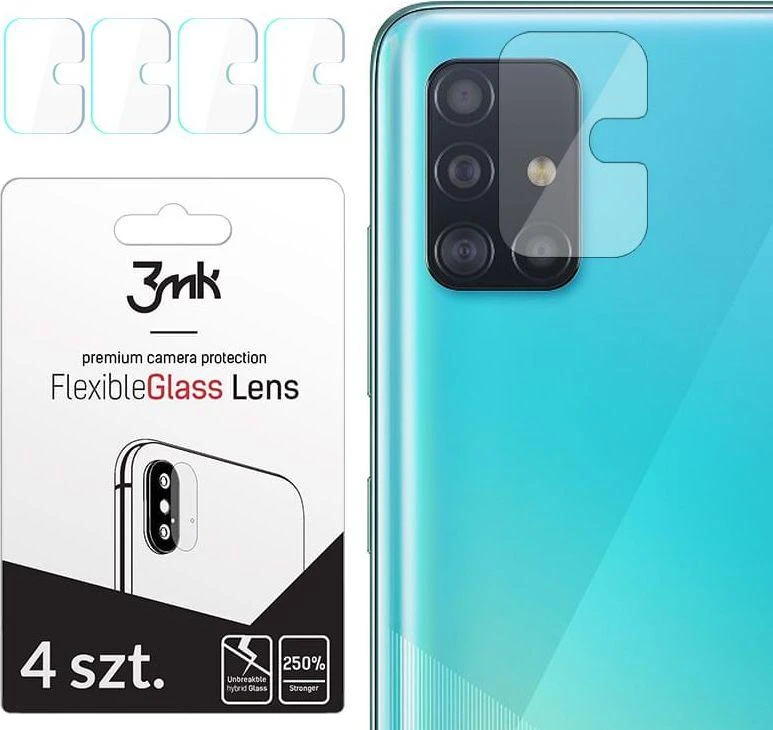 HYBRID GLASS 3MK FLEXIBLE GLASS LENS SAMSUNG GALAXY A51 FOR CAMERA 4 PCS.