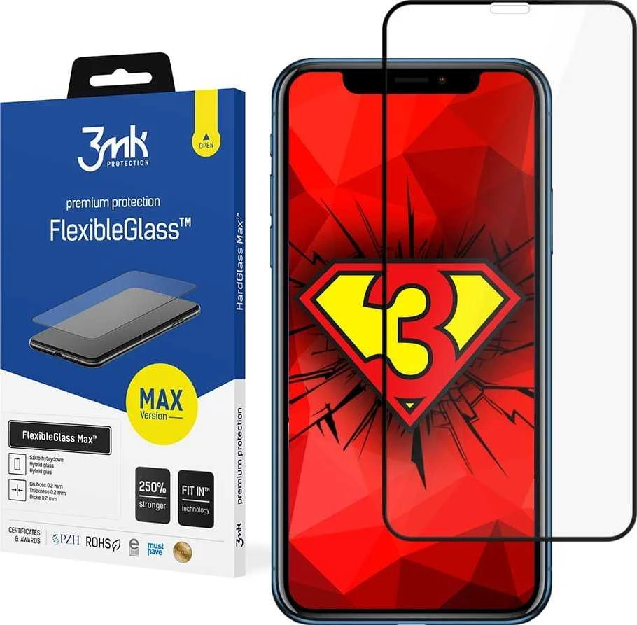 3MK FlexibleGlass Max Samsung Galaxy M34 M346 5G juodas, hibridinis stiklas su sustiprintais kraštais