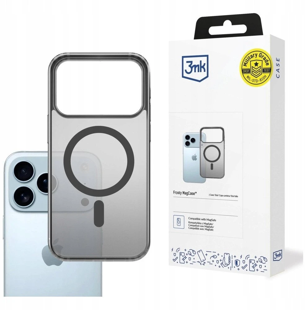 Dėklas 3mk Frosty MagCase Apple iPhone 17 Pro juodas