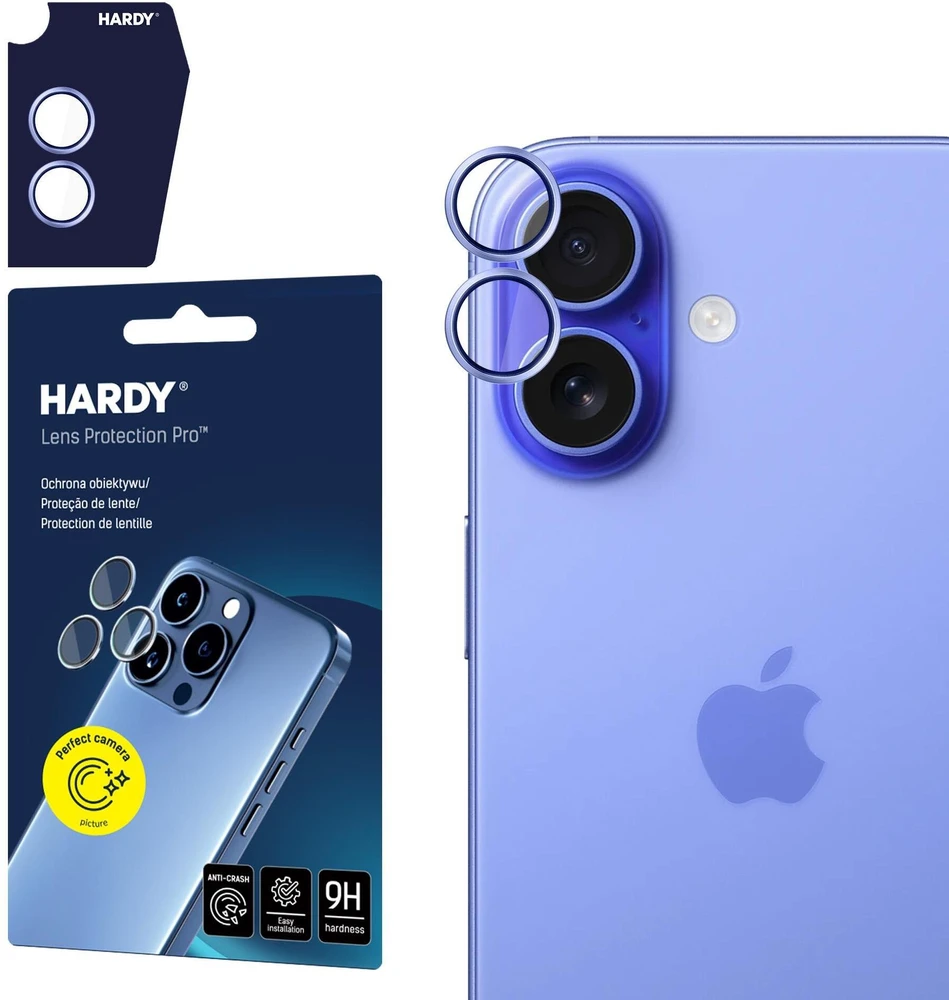 3Mk apsauga 3mk HARDY objektyvo apsaugos Pro objektyvo stiklas iPhone 17 - mėlynas