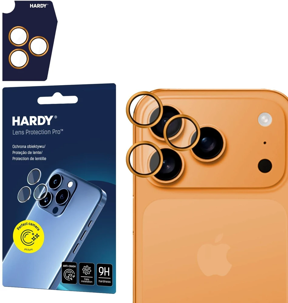 3Mk Protection 3mk HARDY Lens Protection Pro objektyvo stiklas iPhone 17 Pro / 17 Pro Max - oranžinis