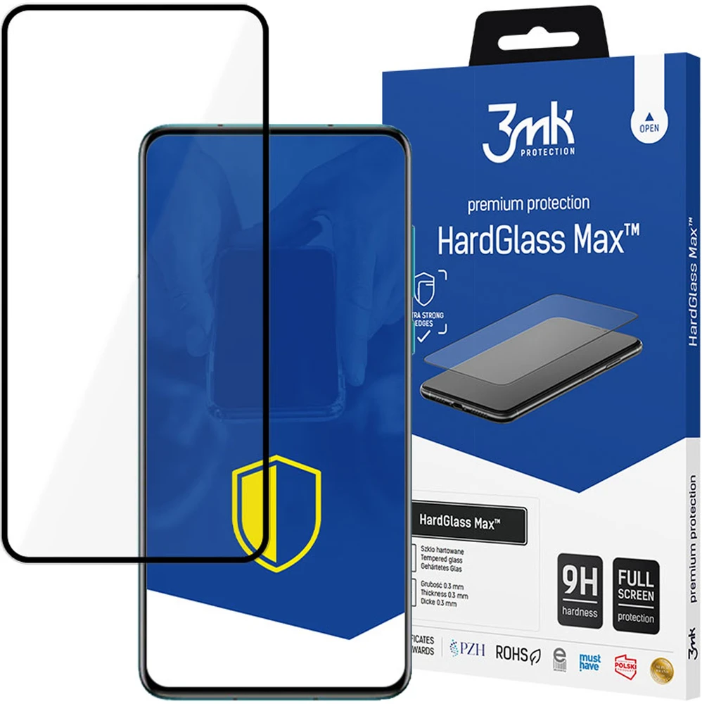 3Mk apsauga su sustiprintu grūdintu stiklu 3mk HardGlass Max Juodas, skirtas Huawei P40 Pro + 5G