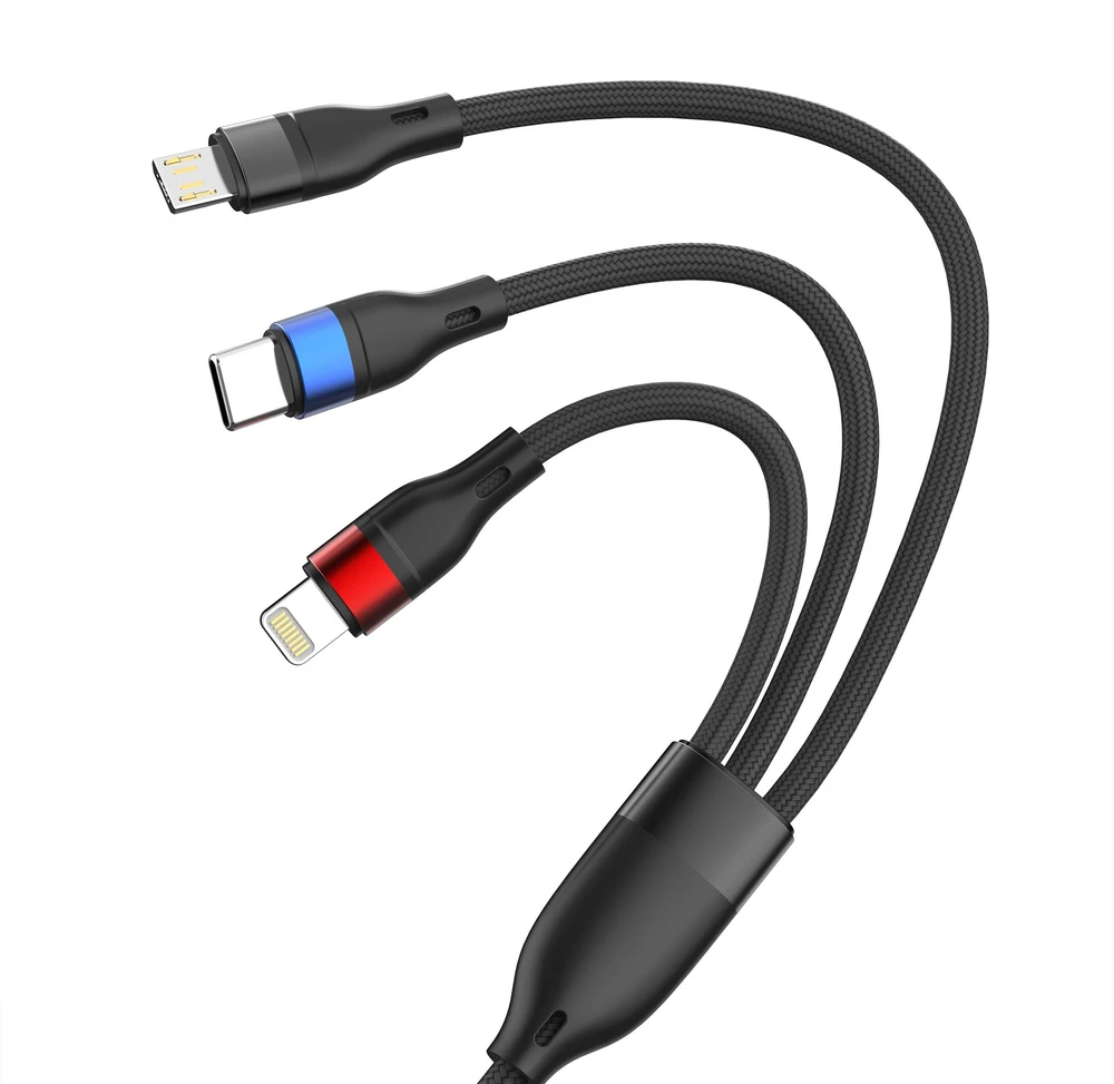 3Mk Protection 3mk Hyper Cable N-SERIES 3 in 1 USB-A / Lightning / Micro 1.2m 9V/2A 18W - juodas