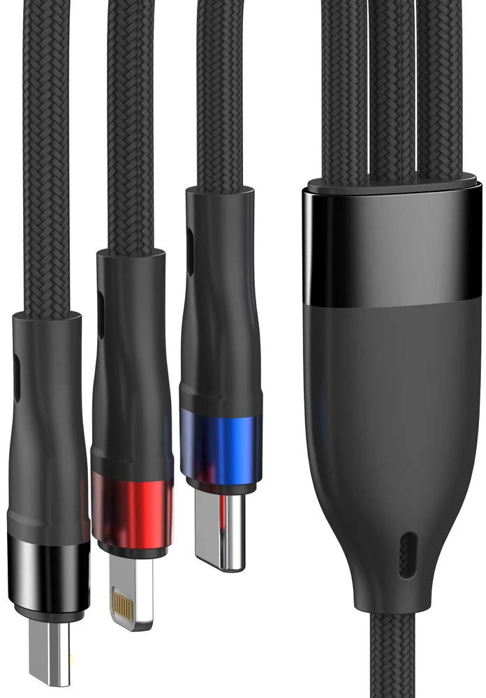 3Mk Protection 3mk Hyper Cable N-SERIES 3 in 1 USB-A / Lightning / Micro 1.2m 9V/2A 18W - juodas