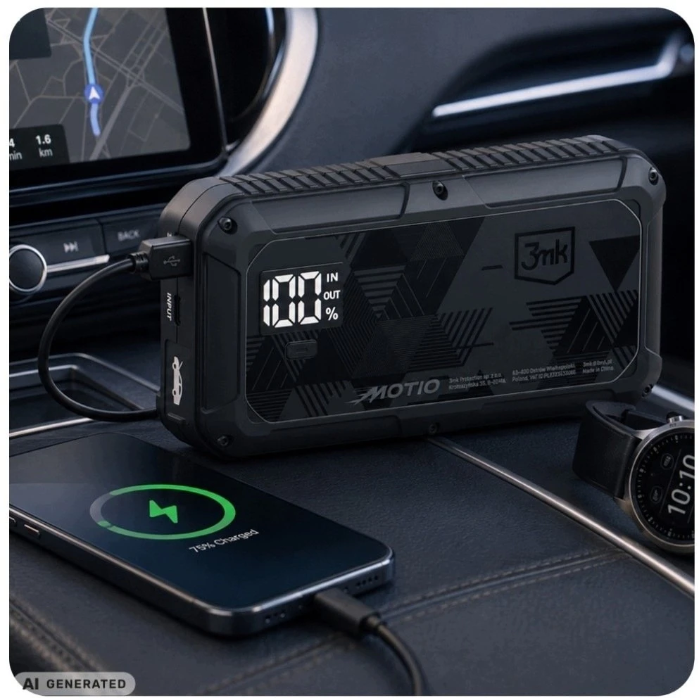 3Mk Protection 3mk Motio HyperBoost Flow 1500A 10 000 mAh su Smart Start kabeliais ir apšvietimu