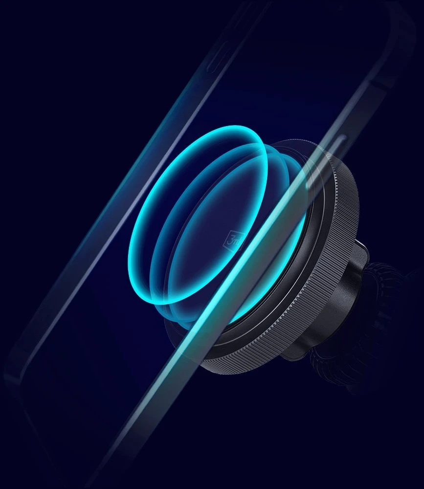 3MK Car MagCharger 15W indukcinio įkrovimo laikiklis ventiliacijos angai juodos spalvos