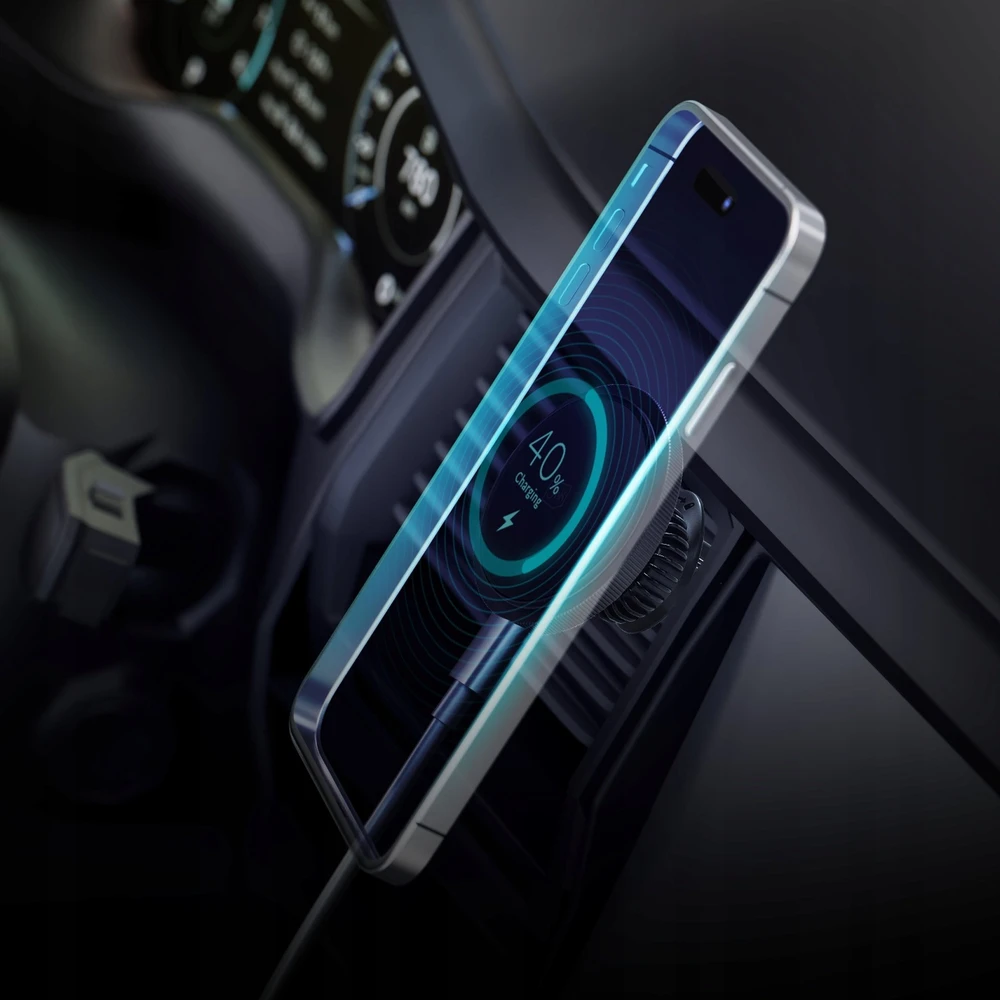 3MK Car MagCharger 15W indukcinio įkrovimo laikiklis ventiliacijos angai juodos spalvos
