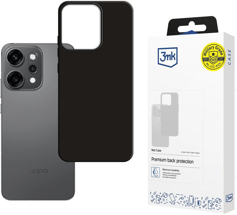 3Mk apsauginis matinis dėklas Oppo Reno 14 Pro - Juodas