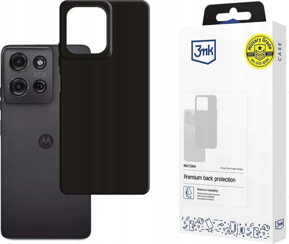 3Mk apsauginis matinis dėklas Motorola Moto G75 telefonui - Juodas