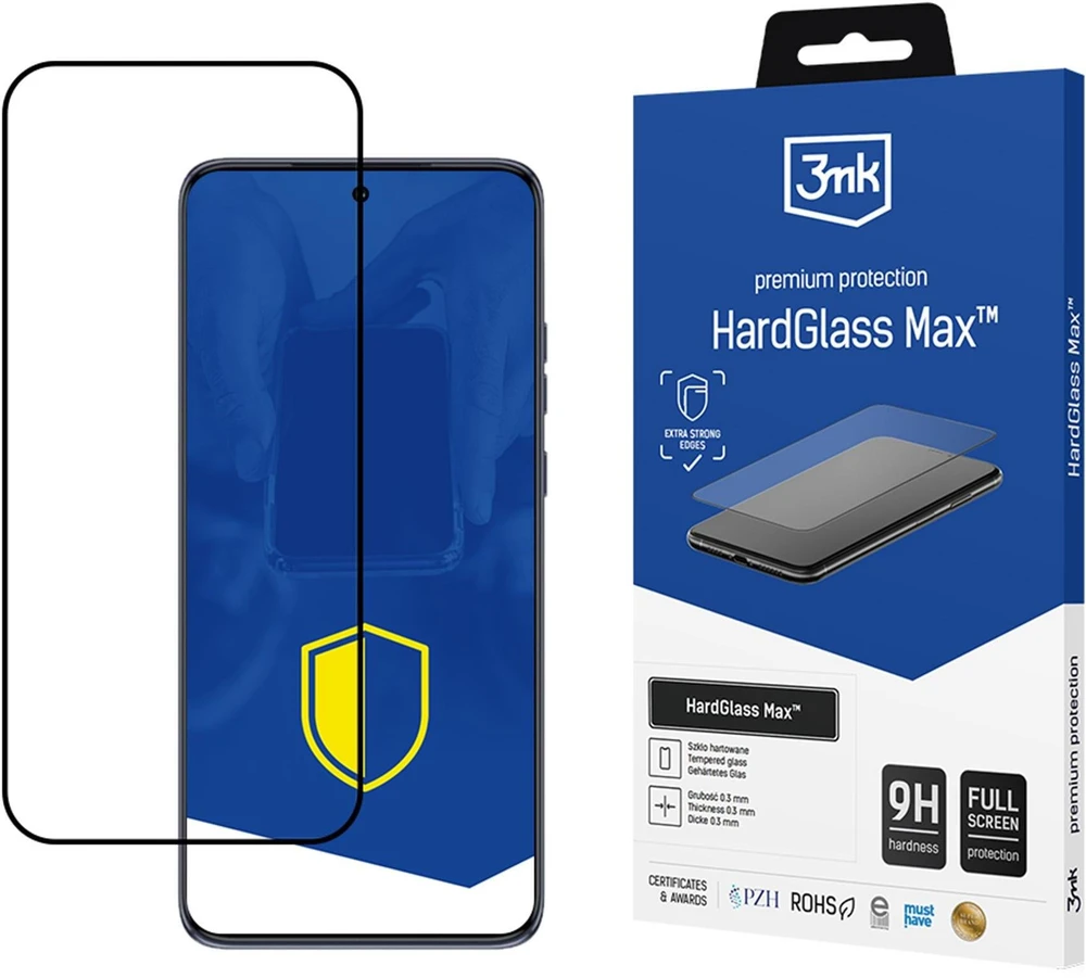 3Mk apsauga. Sustiprintas viso ekrano grūdintas stiklas. 3mk HardGlass Max Juodas, skirtas Motorola Edge 50 Neo.