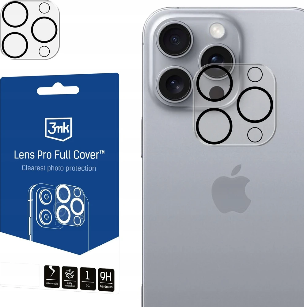 Apsauginis stikliukas kamerai 3mk Lens Pro Apple iPhone 16 Pro/16 Pro Max juodas
