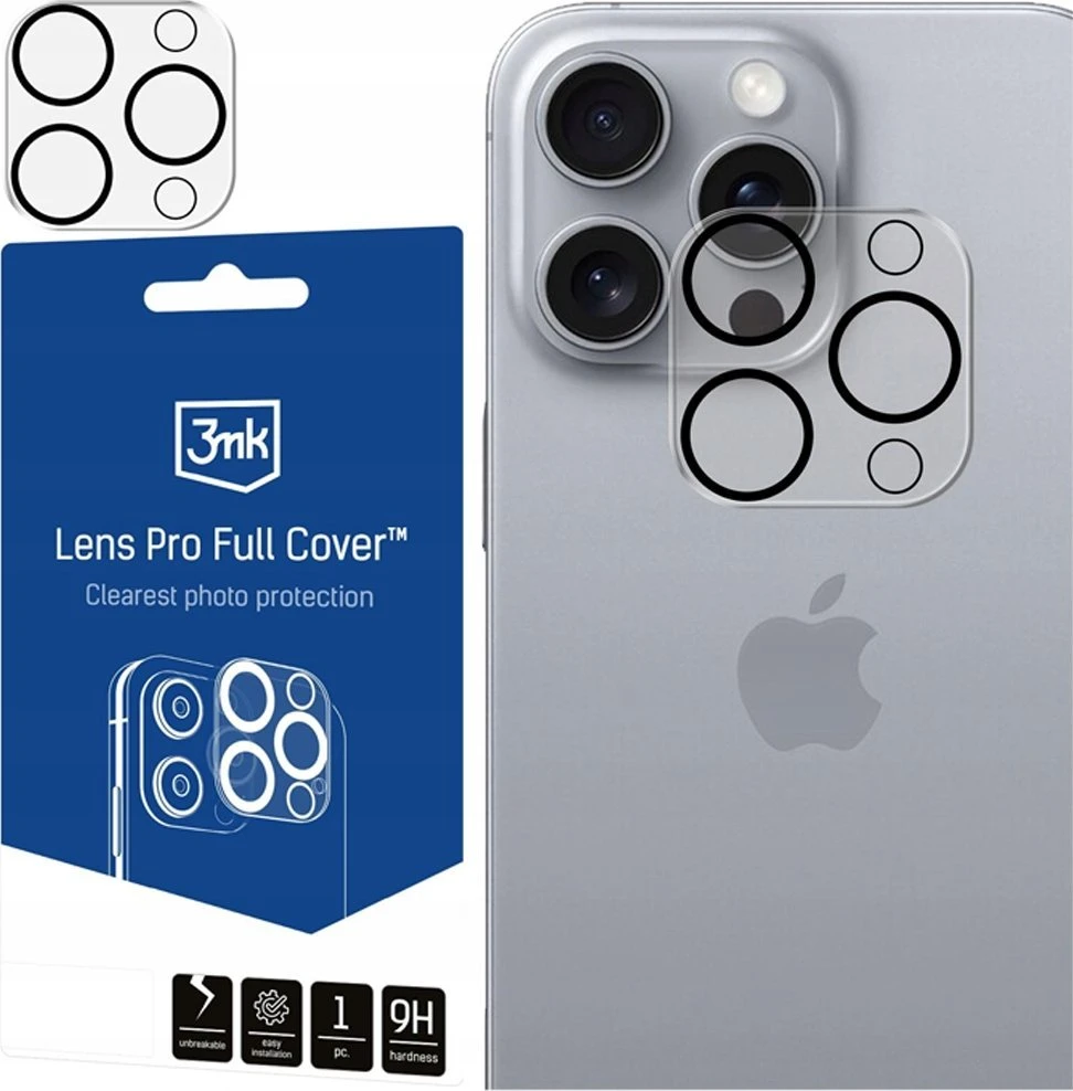 Apsauginis stikliukas kamerai 3mk Lens Pro Apple iPhone 16 Pro/16 Pro Max juodas
