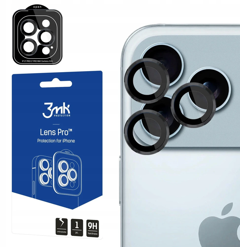 Apsauginis stikliukas kamerai 3mk Lens Pro Apple iPhone 17 Pro/17 Pro Max juodas