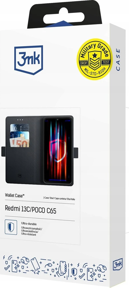 3mk Wallet Xiaomi Redmi 13C/Poco C65 - dėklas telefonui juodos spalvos
