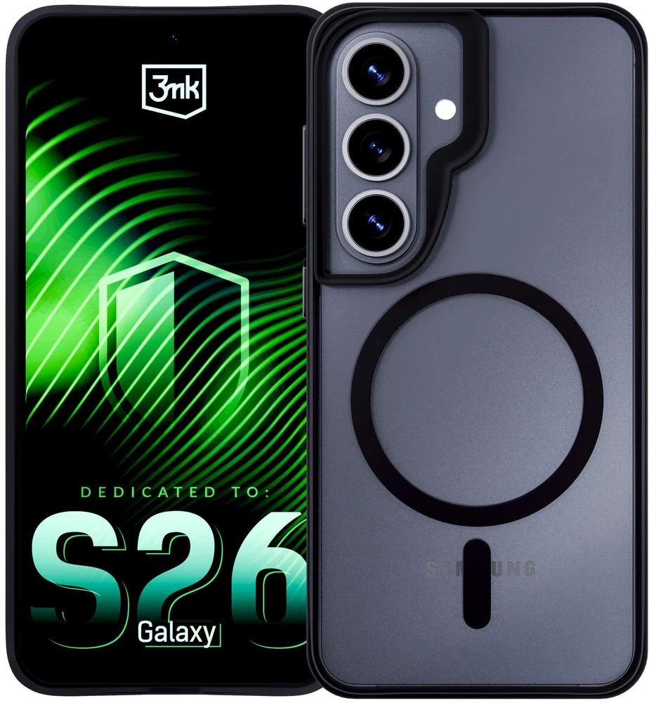 Dėklas 3mk Satin Armor MagCase, skirtas Samsung Galaxy S26 - permatomas Juodas