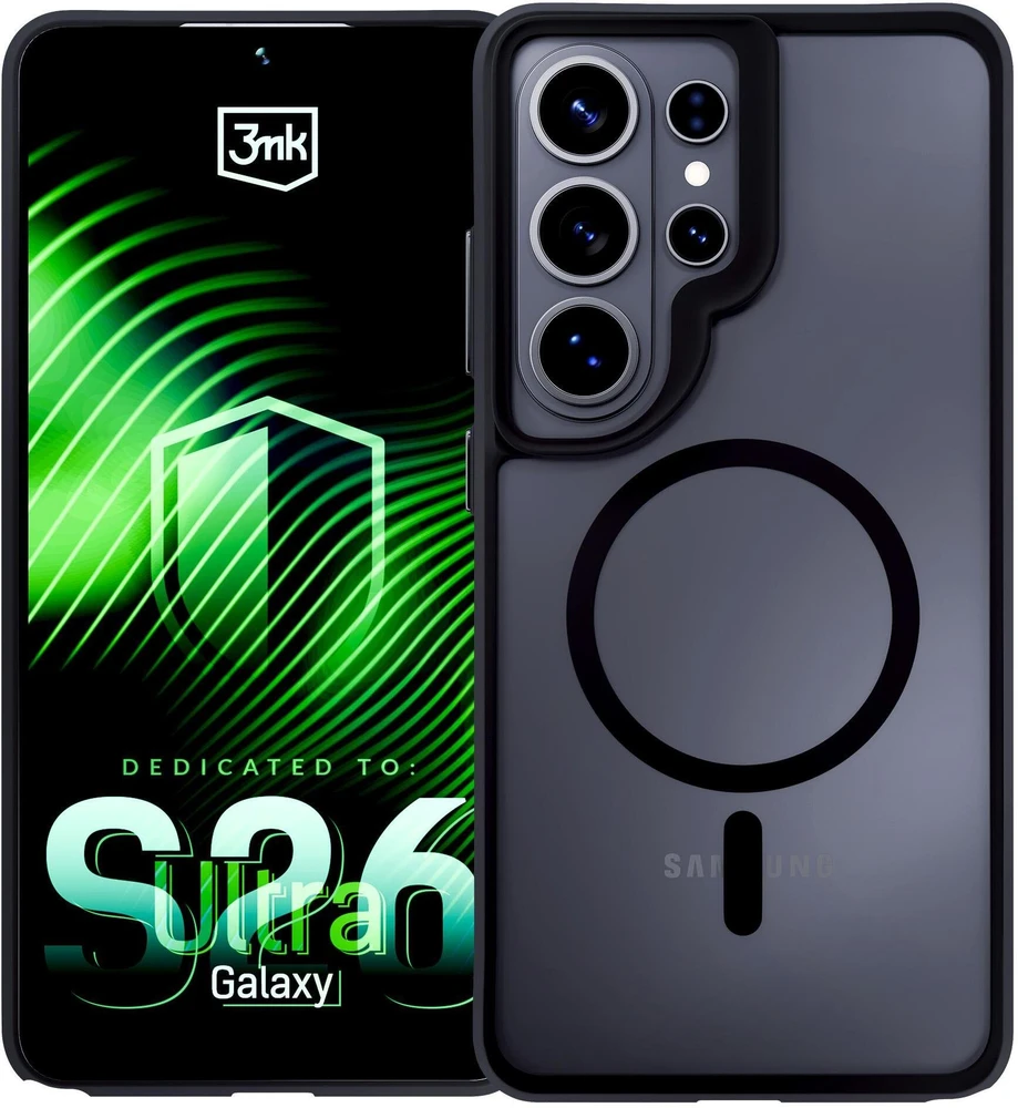 Dėklas 3mk Satin Armor MagCase, skirtas Samsung Galaxy S26 Ultra - permatomas Juodas