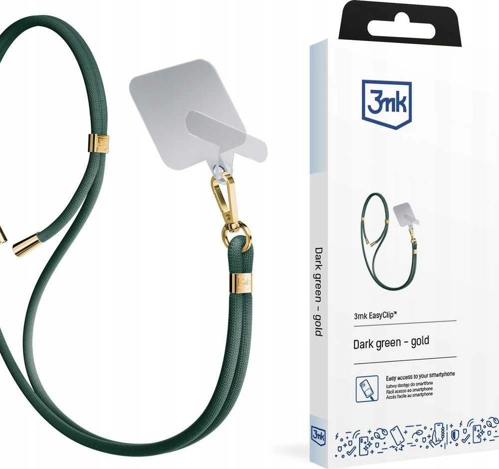 3MK EasyClip Dark Žalias (auksinis) Phone Lanyard