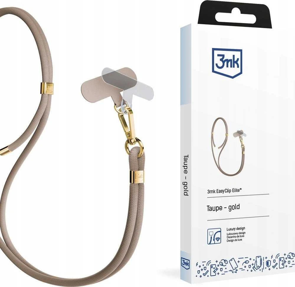 3MK EasyClip Elite pilkšvai pilkas (auksinis) telefono dirželis