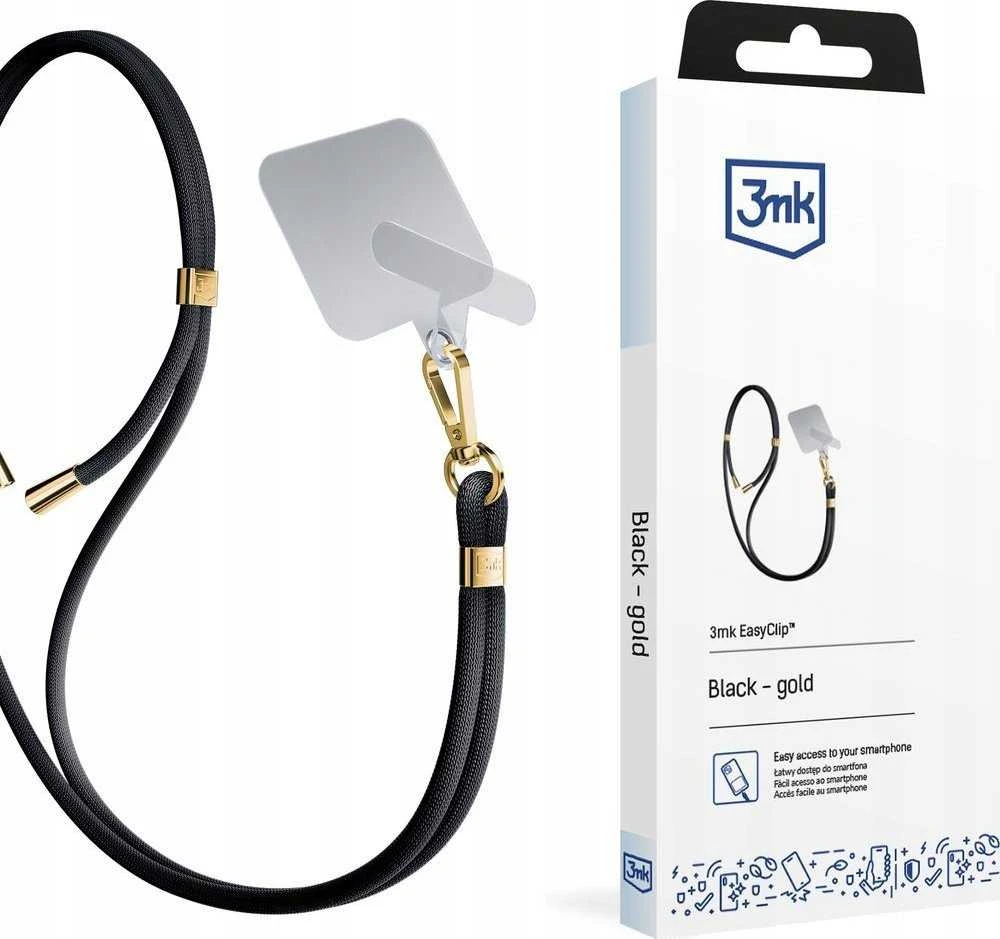3MK EasyClip juodos spalvos (auksinis) virvelė telefonui