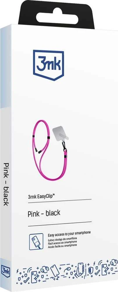 3MK EasyClip Rožinė (juodos spalvos) virvelė telefonui