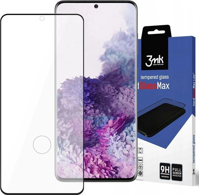 LCD apsauginis stikliukas 3MK Hard Glass Max Finger Print Samsung G980 S20 juodas