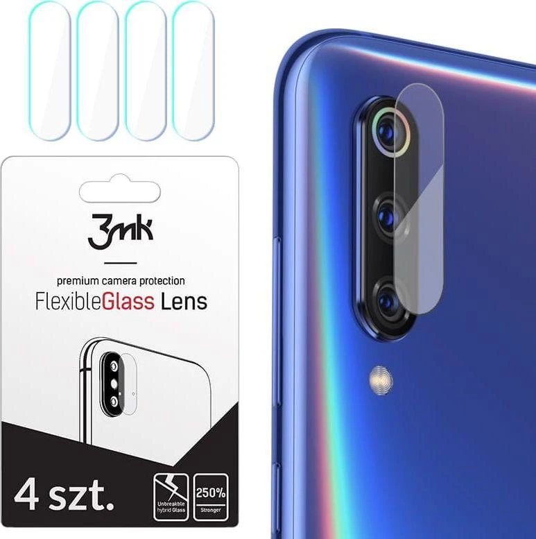 3MK objektyvo apsauga Xiaomi Mi9 hibridinis stiklas kameros objektyvui 4vnt.