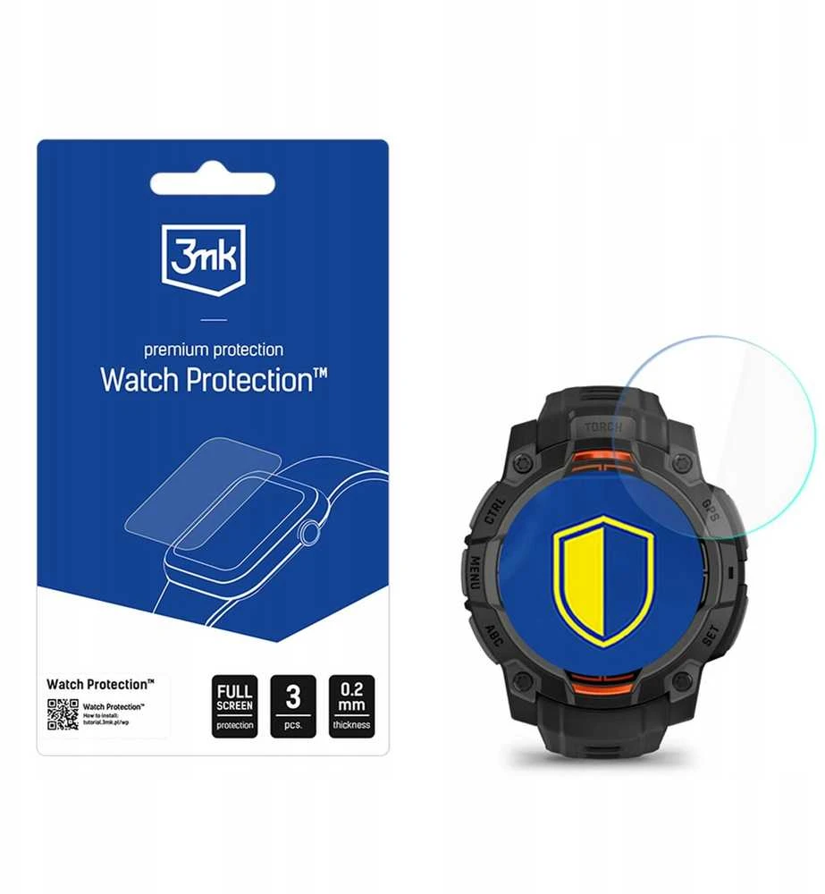 3Mk „Garmin Instinct 3 Tactical Edition“ 45 mm (saulės energija) – 3 mk laikrodžio apsauga su „FlexibleGlass“