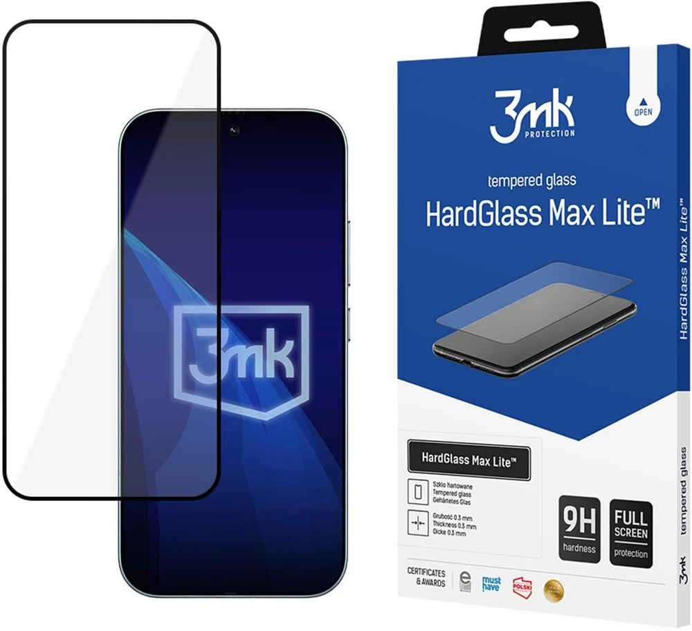 3mk HardGlass Max Lite Juodas grūdintas stiklas Xiaomi 17 / 17 Pro telefonui
