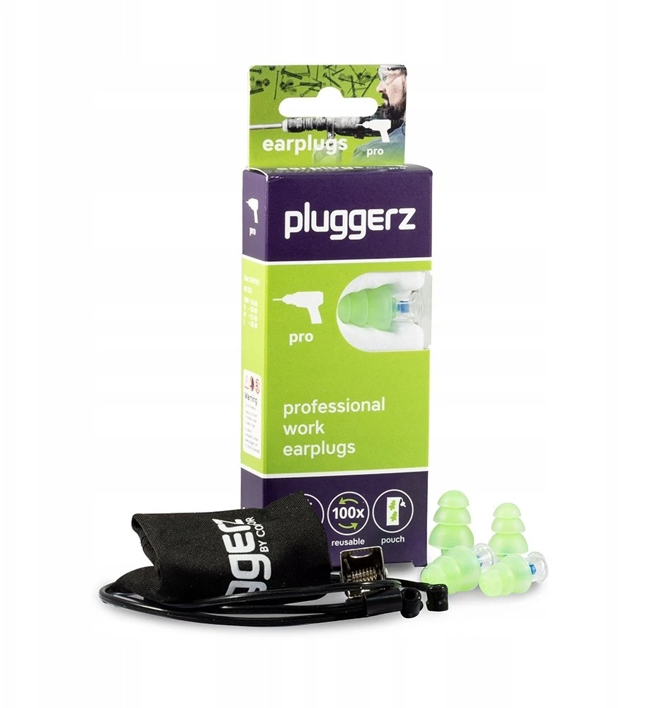 3M Pluggerz Pro ausų kištukai, žali, 4 vnt., unisex