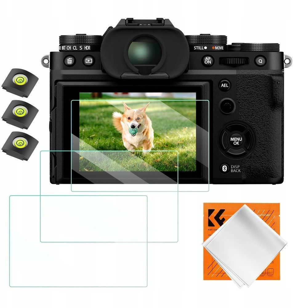 K&F 3x rinkinys 9H stiklo ekrano apsauga ir 3x apsauga nuo šaltos bato Fujifilm X-t5 / K&f Concept / Sku.2196
