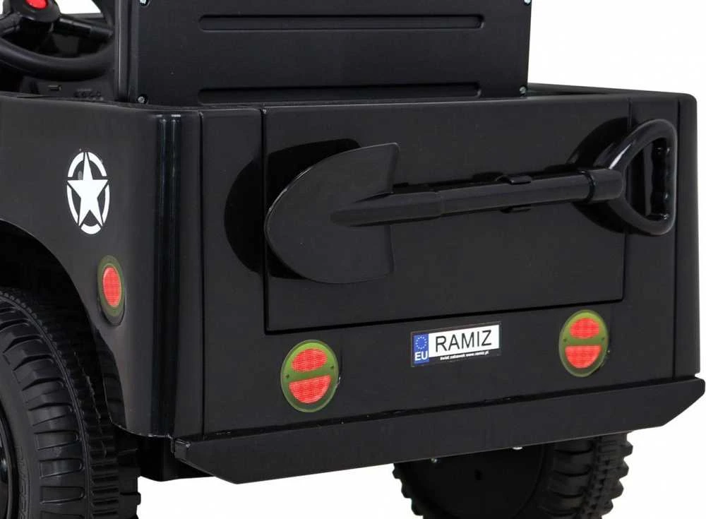 RAMIZ Elektromobilis Retro karinis 4x4 pavara, Juodas