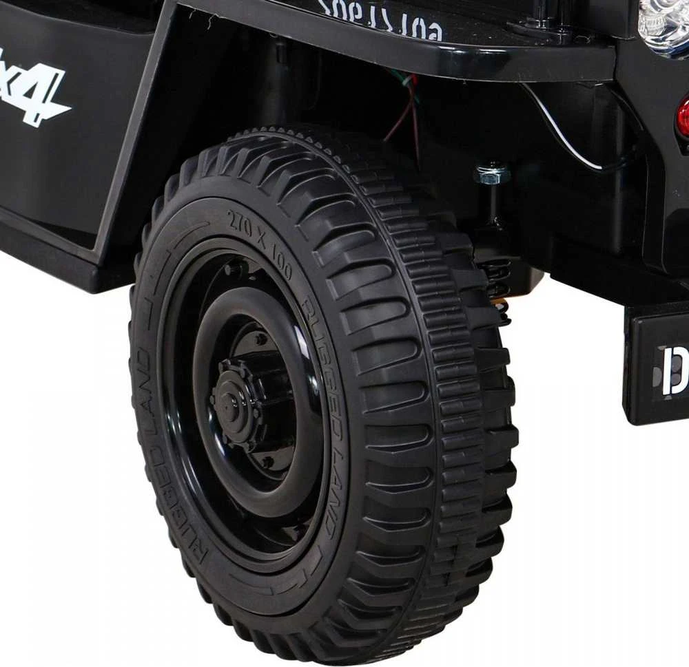 RAMIZ Elektromobilis Retro karinis 4x4 pavara, Juodas