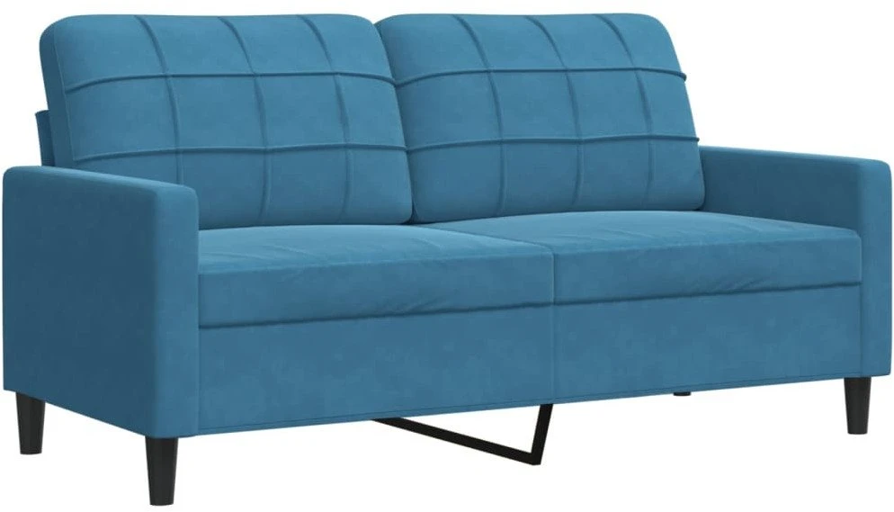 Sofa Sofos komplektas su pagalvėlėmis, 4 dalių, mėlynas, aksomas